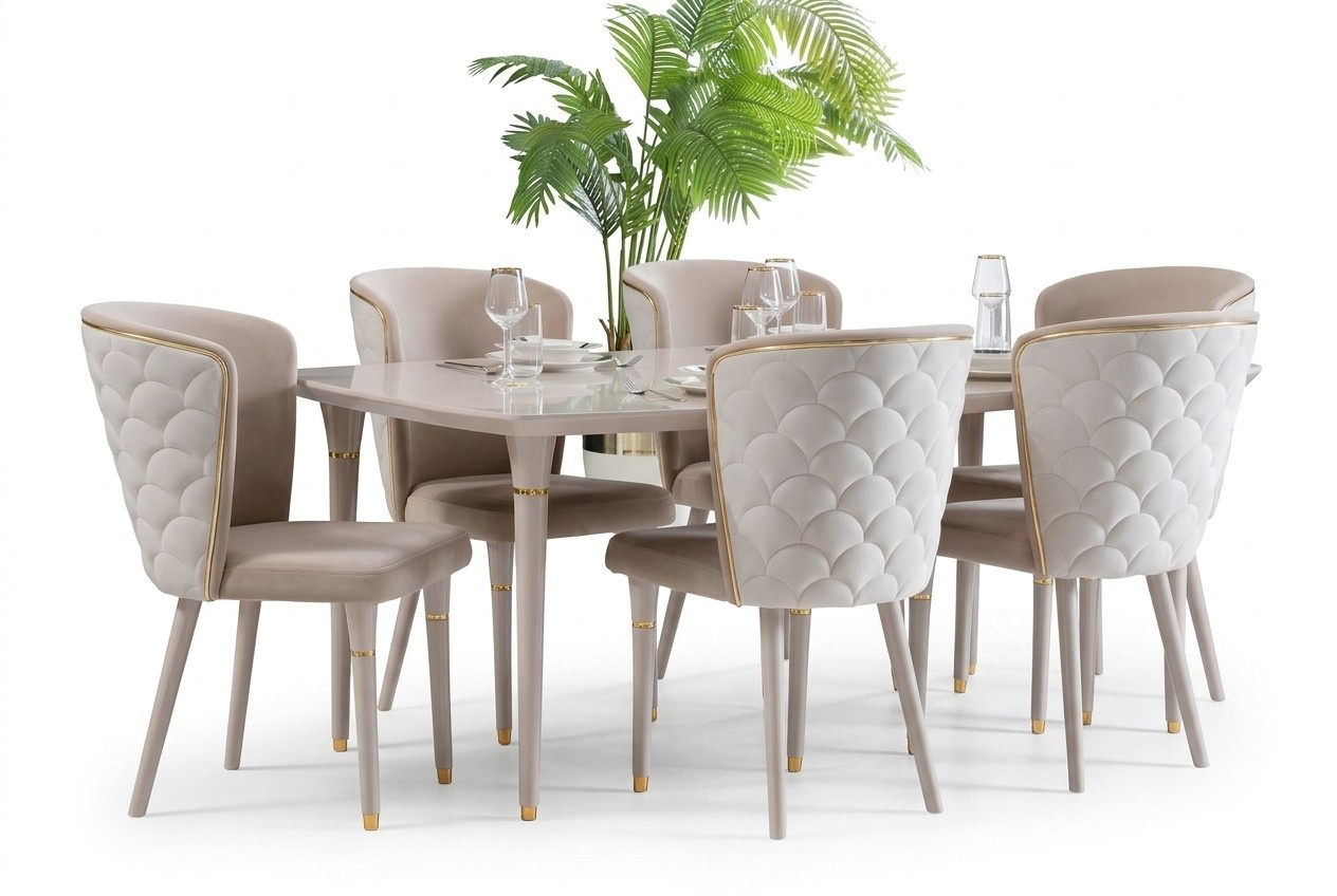 Esszimmergruppe Tisch 6x StÃ¼hle Sitzgruppe Esszimmergarnitur Tisch Set 7tlg. Neu