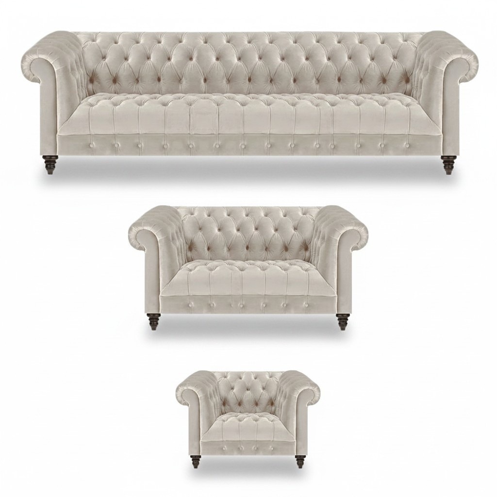 Exklusive Chesterfield WeiÃe Couchgarnitur Designer Viersitzer Sessel