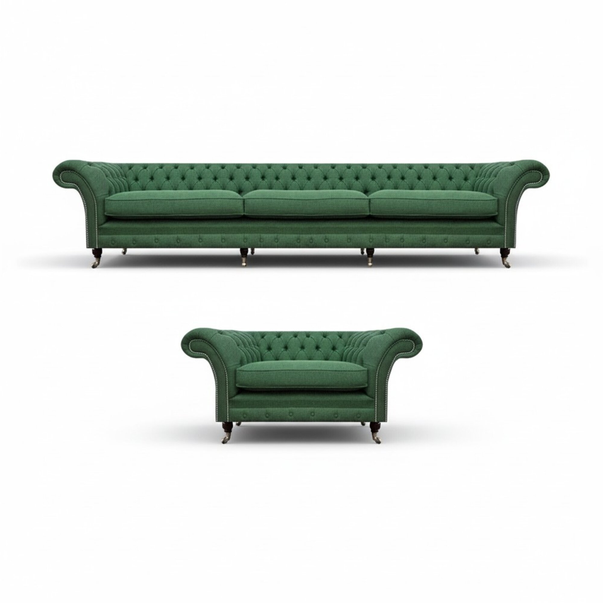 Exklusive GrÃ¼ne Chesterfield Garnitur Komplettes Set Sessel 3-Sitzer