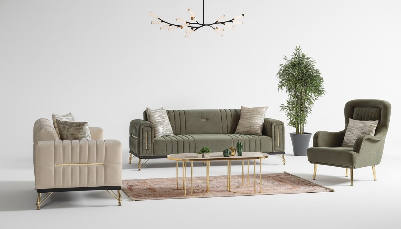 Exklusives 2x Sofa Sessel Sofagarnitur set 3+3+1 3tlg LuxuriÃ¶ses Set