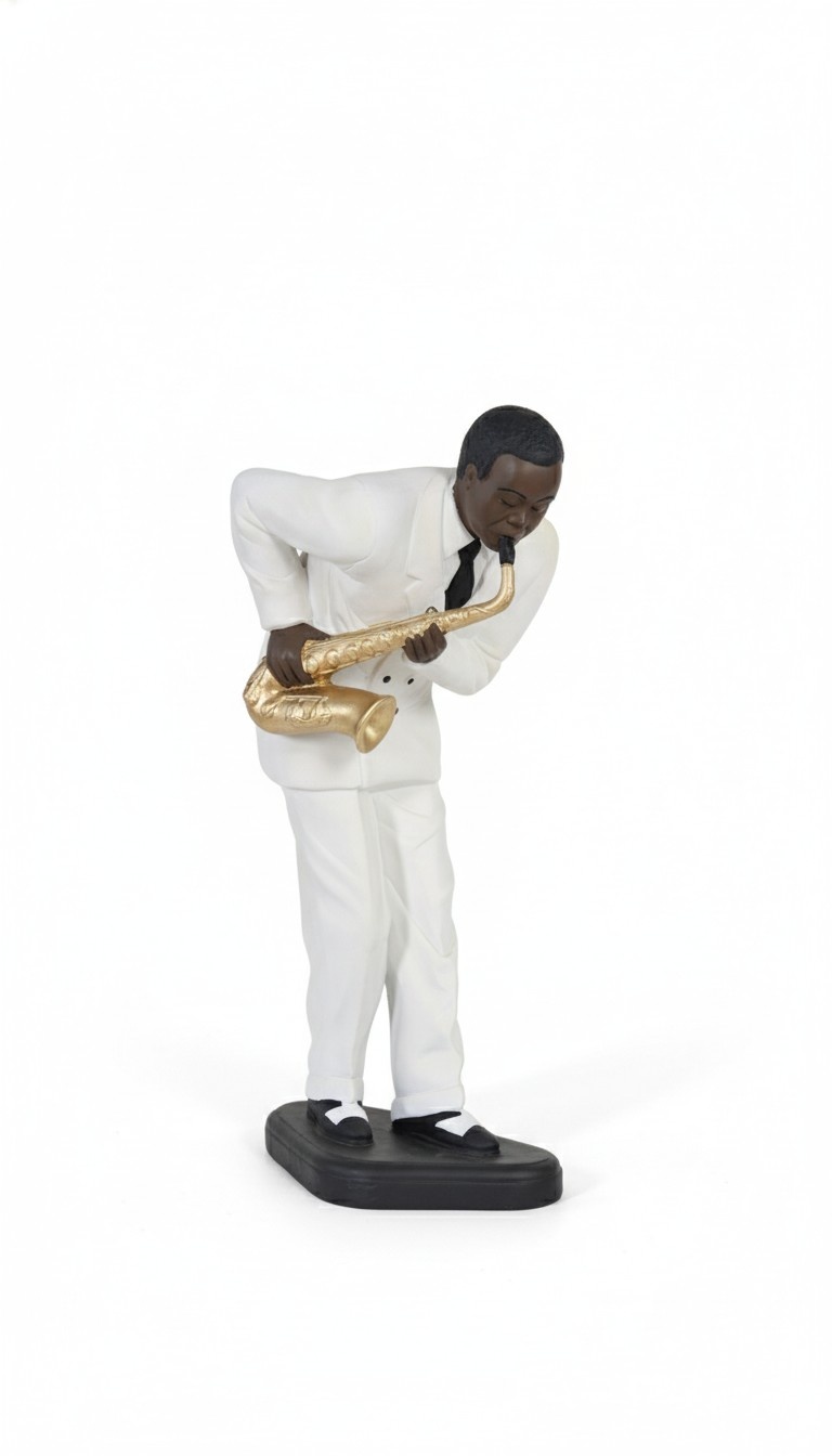Figur Musik Design Schwarzer Mann Dunkelhäutiger Statue Skulptur