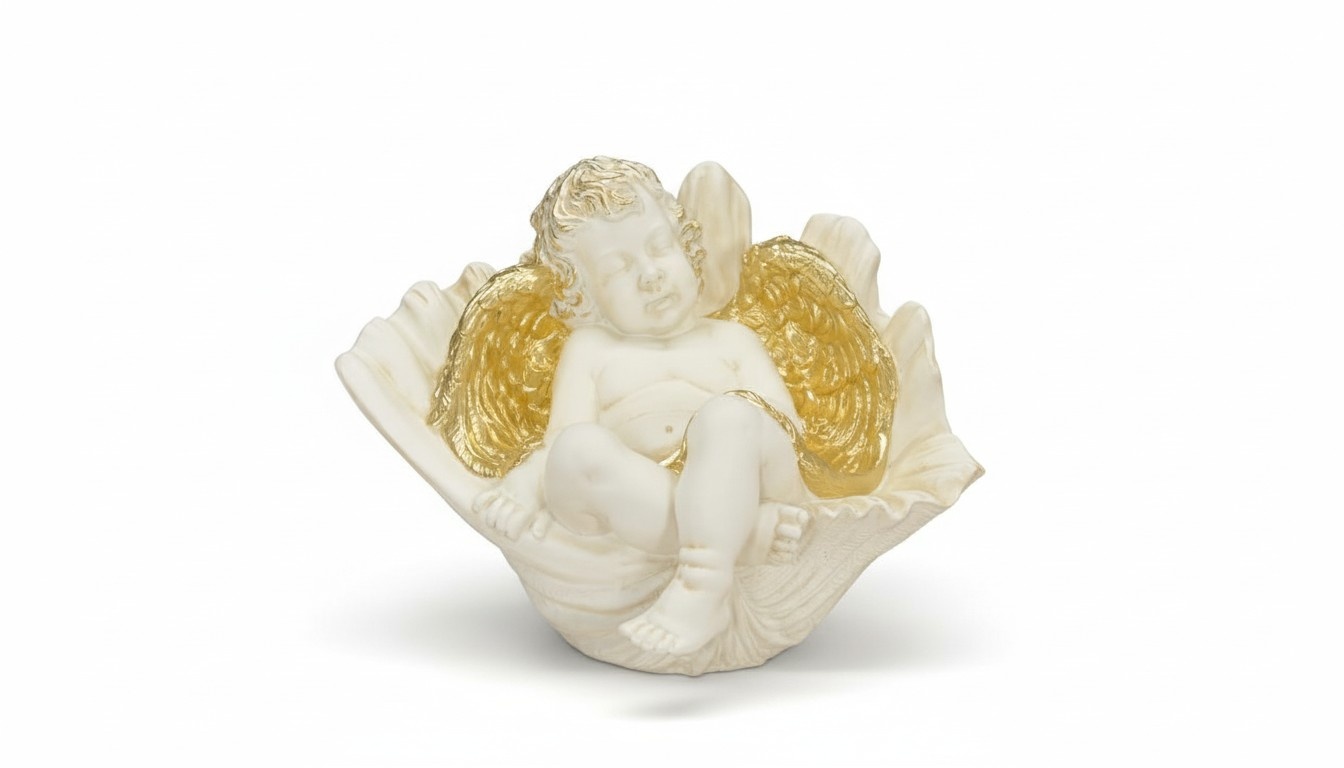Figur Skulptur Engel in Muschel 33,5cm Skulpturen Figuren Statuen Statue
