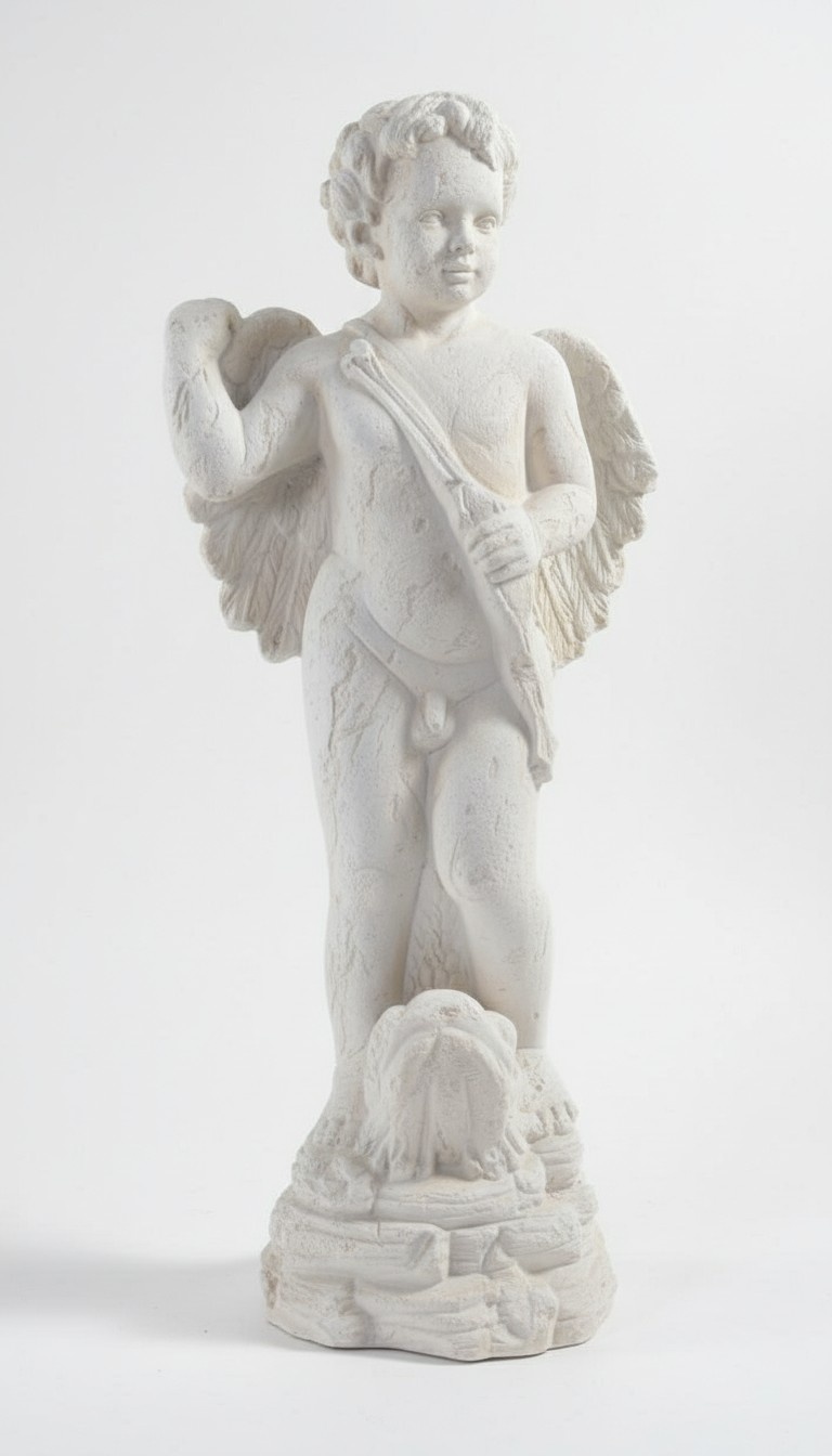 Figur Skulptur Engel,(Amor)- 75cm Weiß Design Accessoire Dekoration