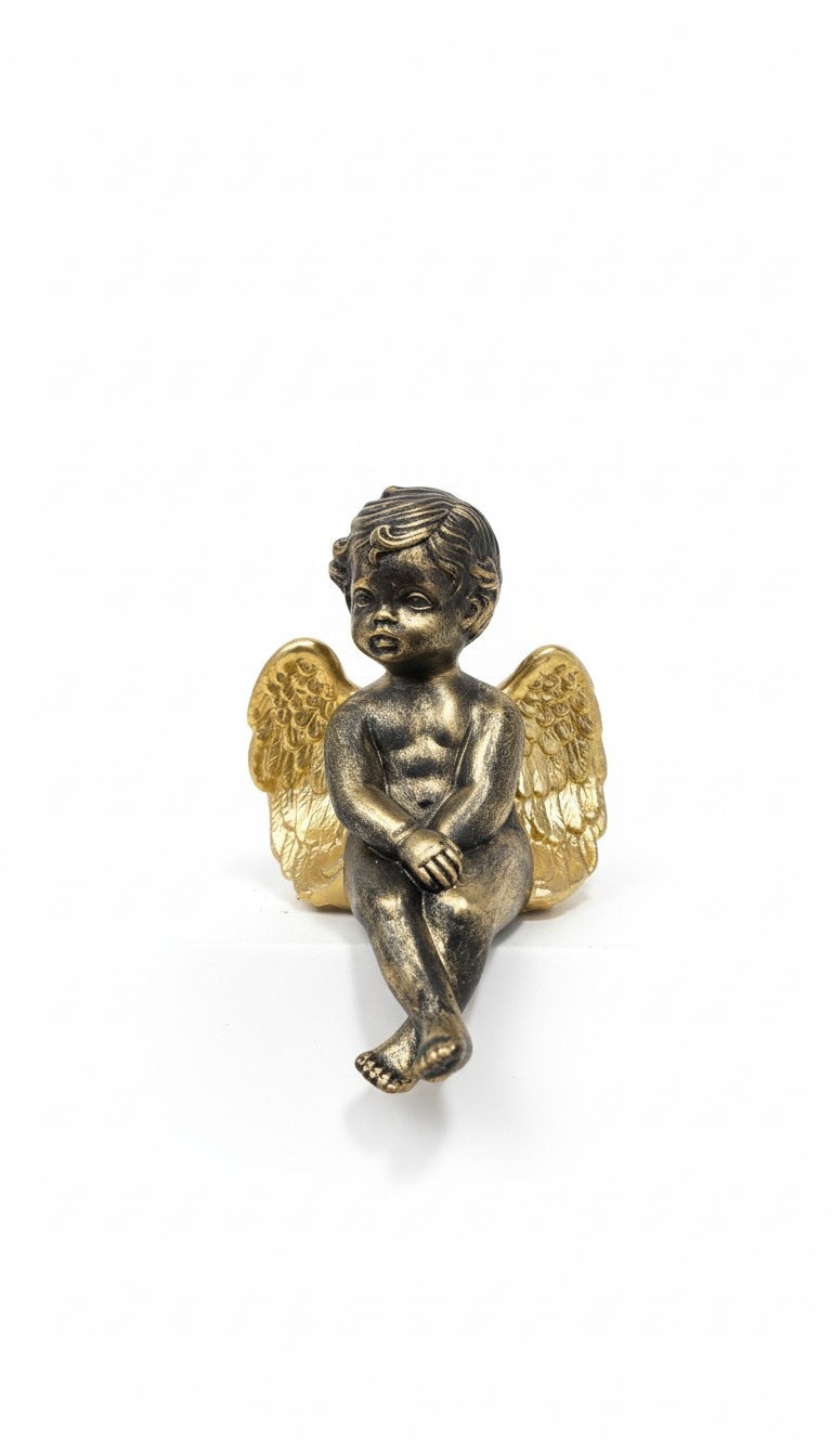 Figur Skulptur Sitzender Engel Gold 14cm Design Accessoire Dekoration