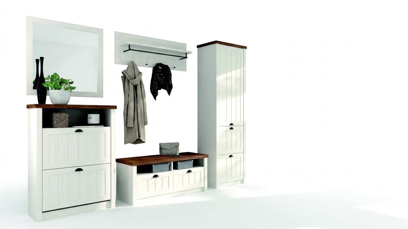 Garderobe Set Holz Aufbewahrung TÃ¼rgarderobe 5tlg Neu Flur Garderoben Diele Set