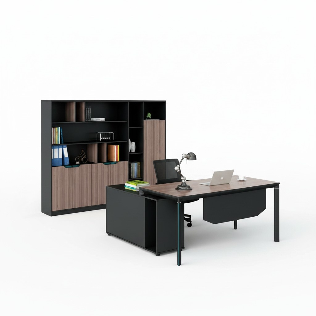 Garnitur BÃ¼romÃ¶bel Arbeitstisch BÃ¼roschrank Schwarz Holz BÃ¼ro Tisch