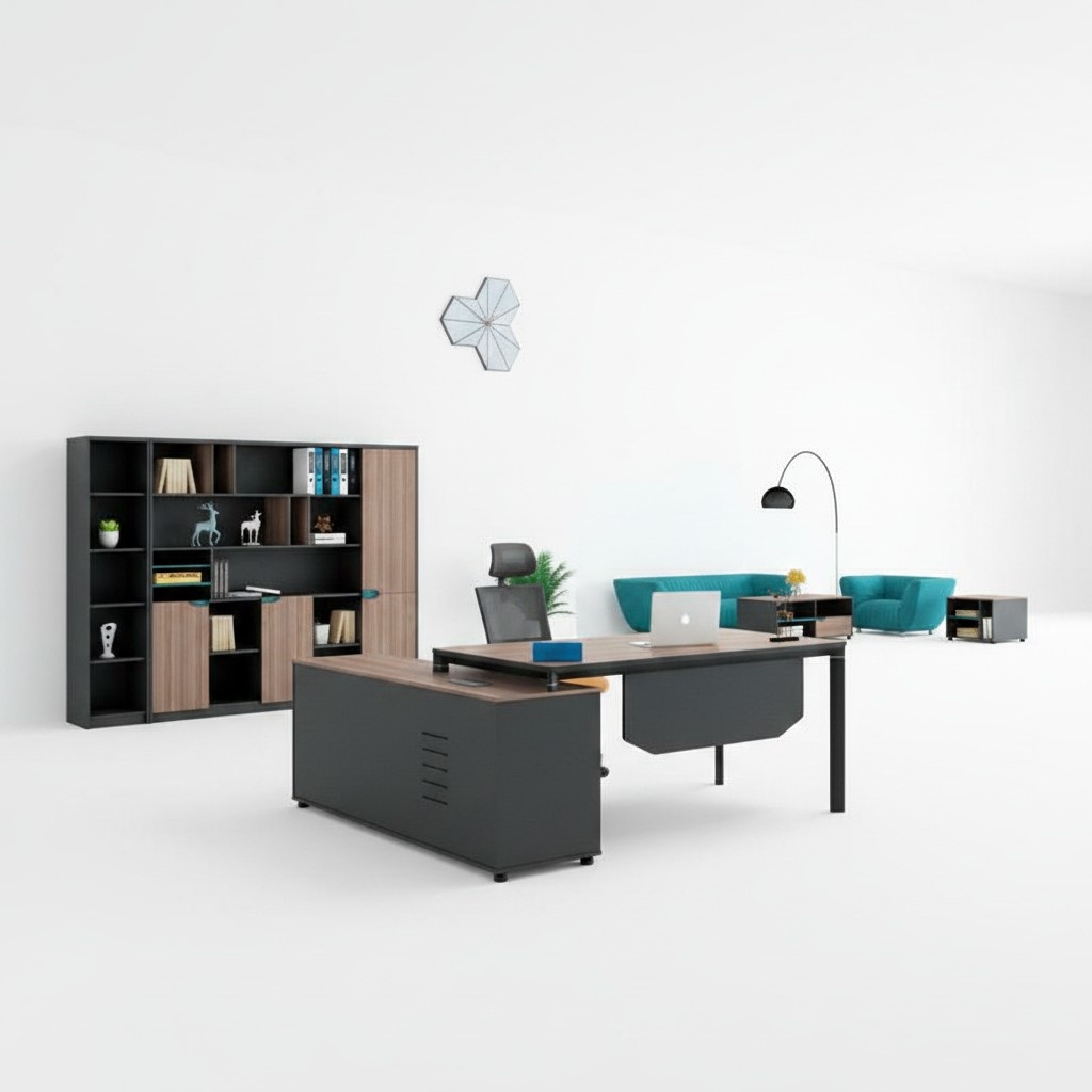 Garnitur BÃ¼romÃ¶bel Arbeitstisch BÃ¼roschrank Schwarz Holz BÃ¼ro Tisch
