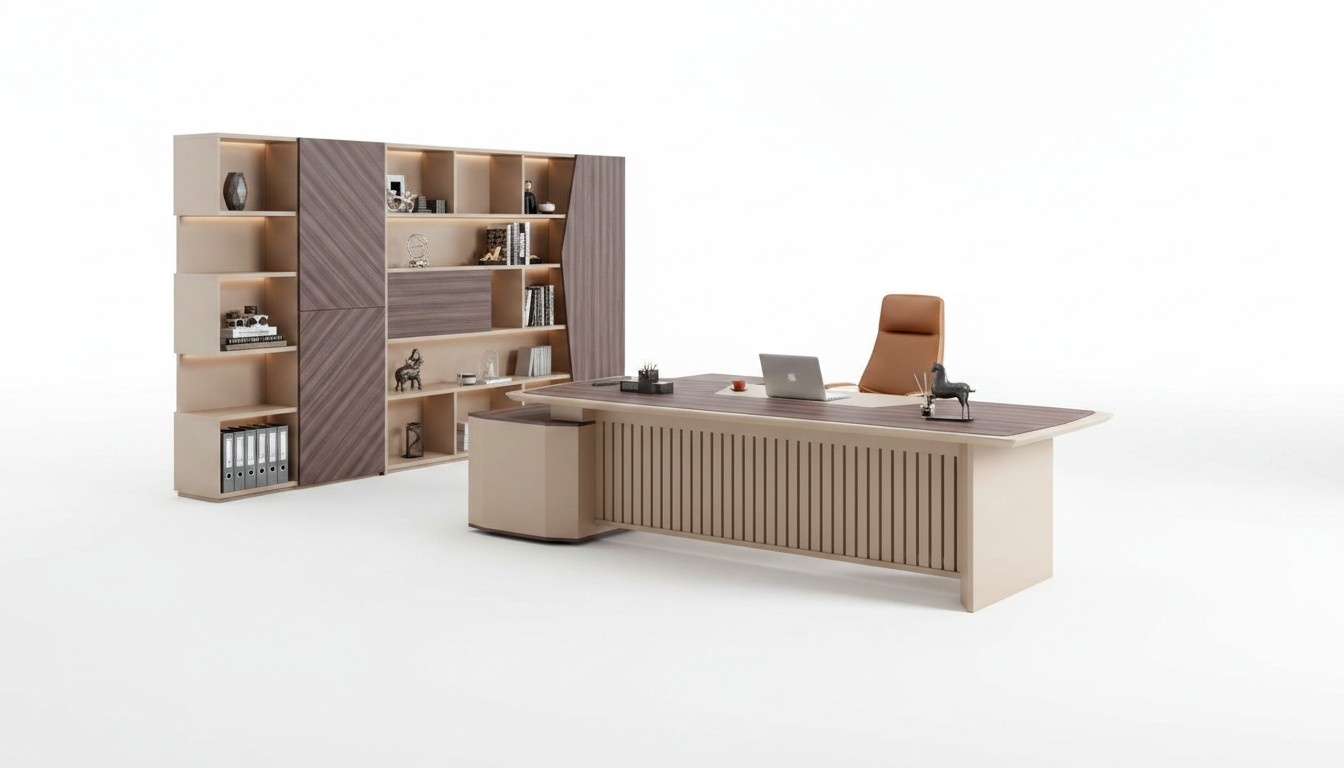 Garnitur Ecke BÃ¼rotisch Schrank BÃ¼romÃ¶bel Holz Beige Schreibtisch Set