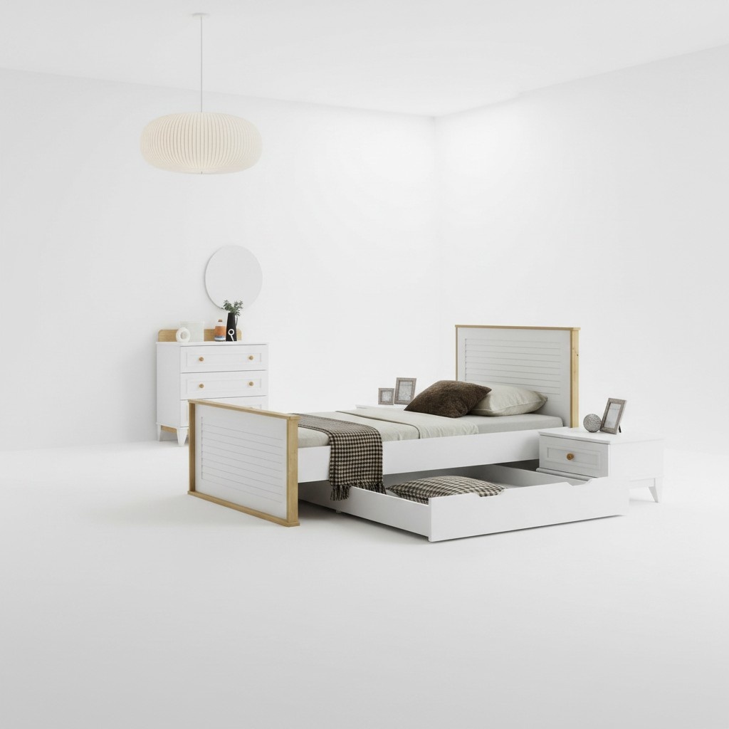 Garnitur Kinderzimmer Bett Kinderbett KindermÃ¶bel WeiÃ Holz Set 3tlg