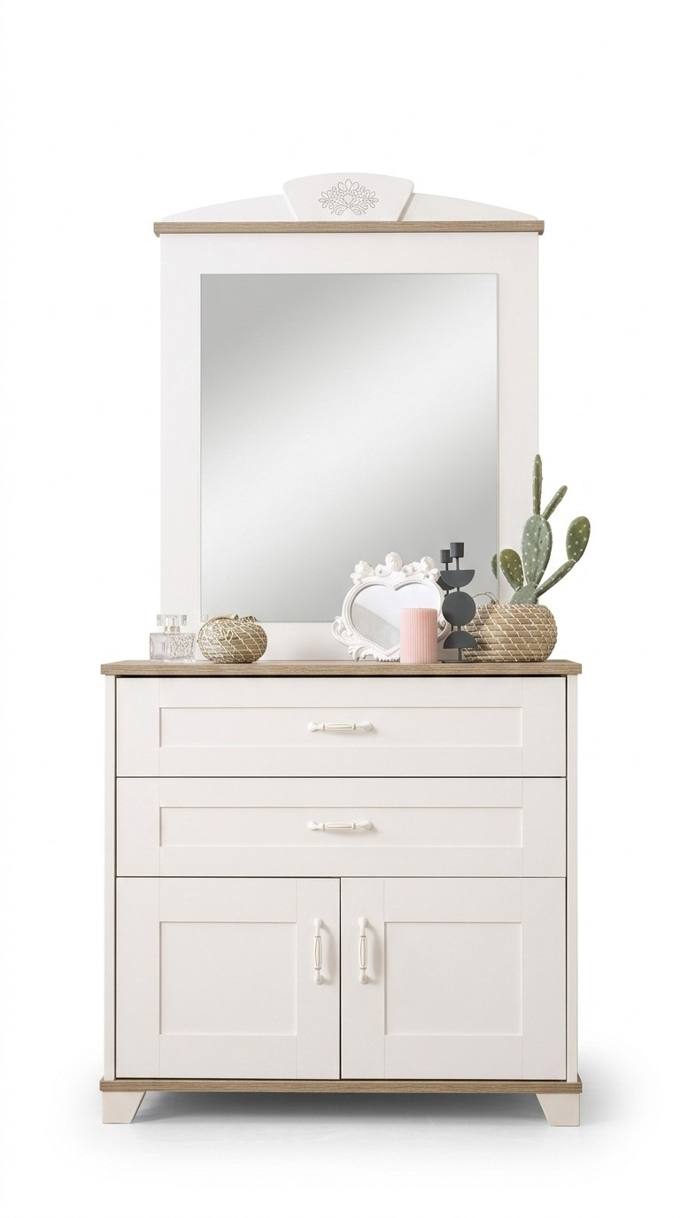 Garnitur Kommode mit Spiegel Set Schrank Holz WeiÃ Kommoden Design