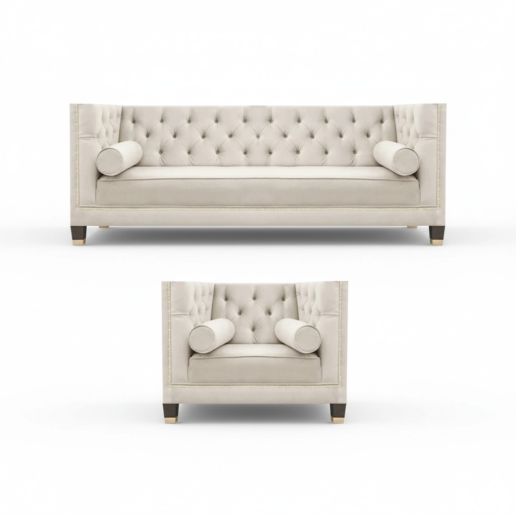 Garnitur Luxus Designer WeiÃ Sofa Couch Dreisitze Wohnzimmer Sessel 3+1