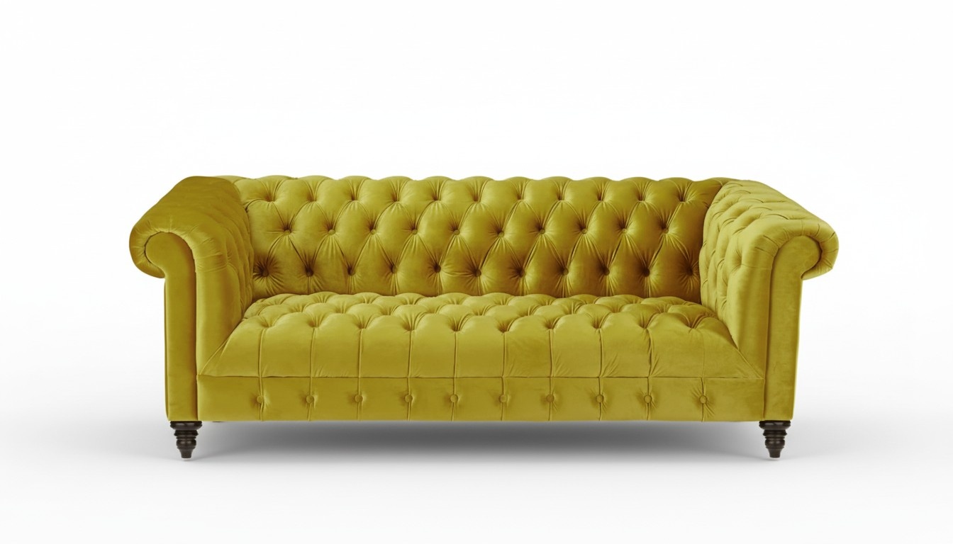 Gelb Dreisitzer Chesterfield Modern Design Couchen Stoff Sofa Neu Original MÃ¶bel