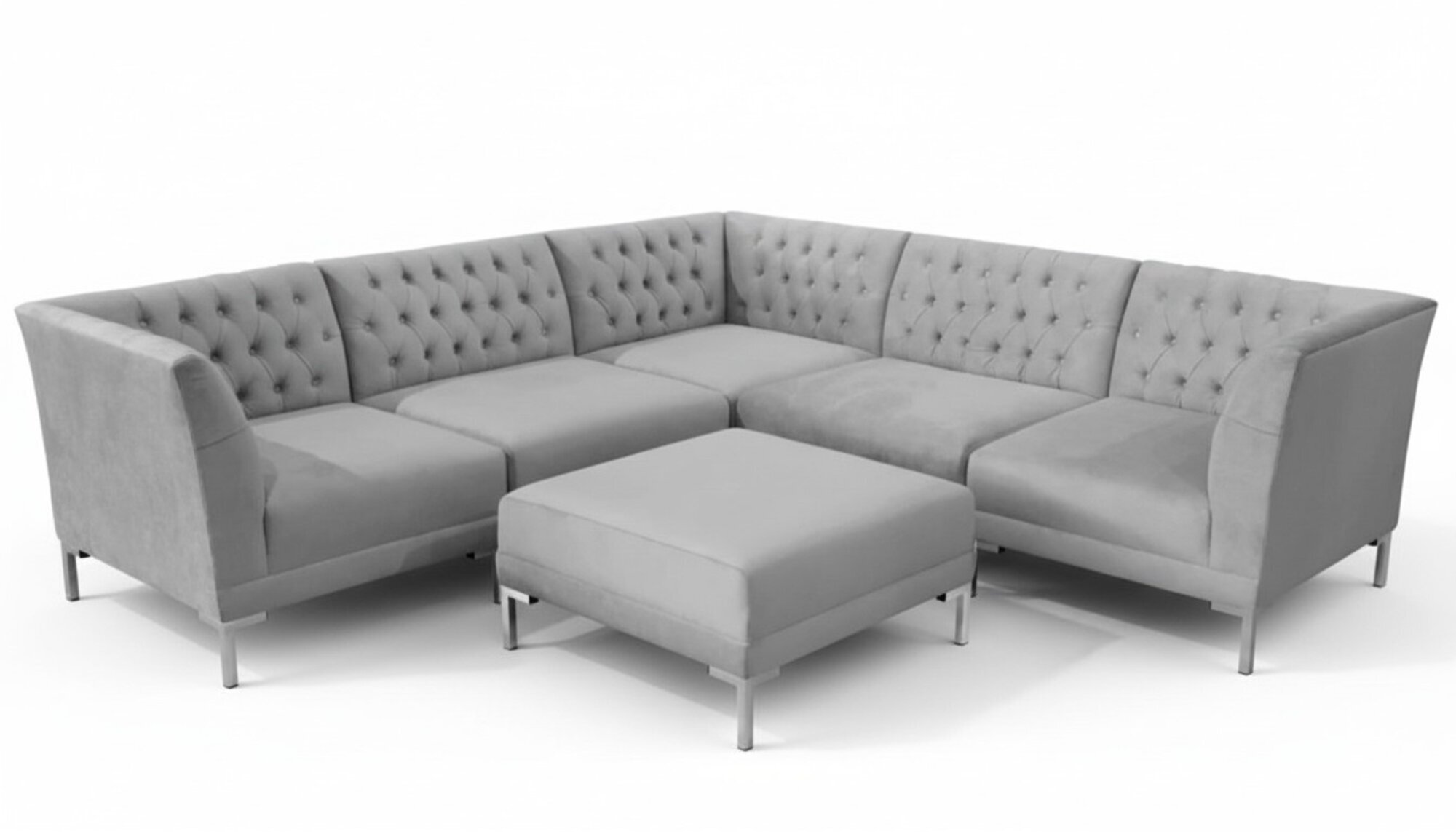 Grau Chesterfield Sofas Luxus MÃ¶bel Neu Ecksofa Hocker Grau Big Textill Stoff