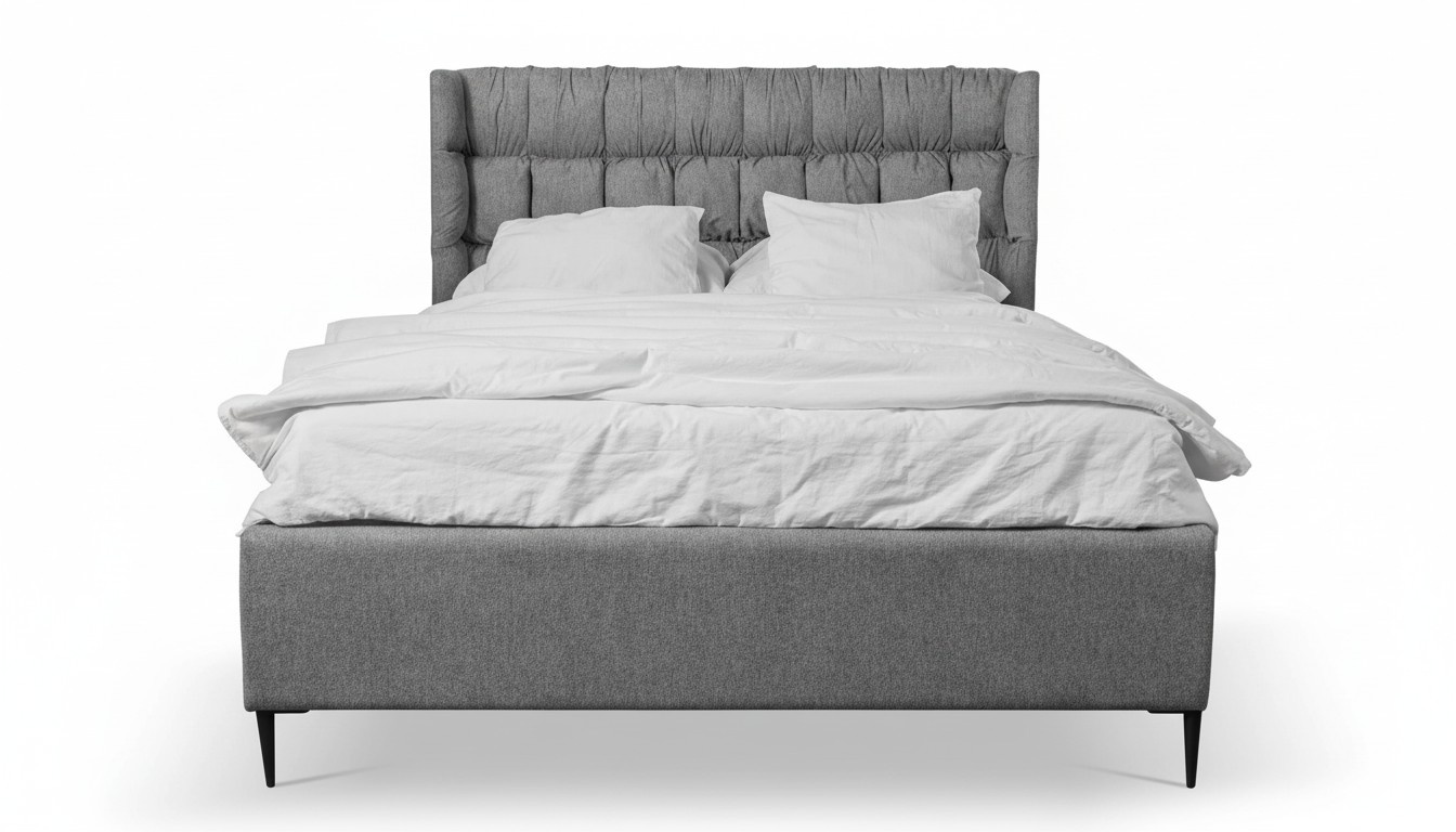 Grau Doppelbett Klassisches SchlafzimmermÃ¶bel Design Eleganter Stoff Bett