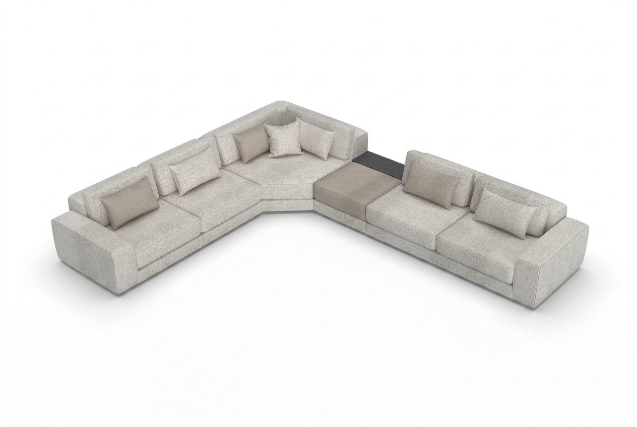 Grau Ecksofa L Form Wohnlandschaft Couch MÃ¶bel Textil Holz Sofa Couchen