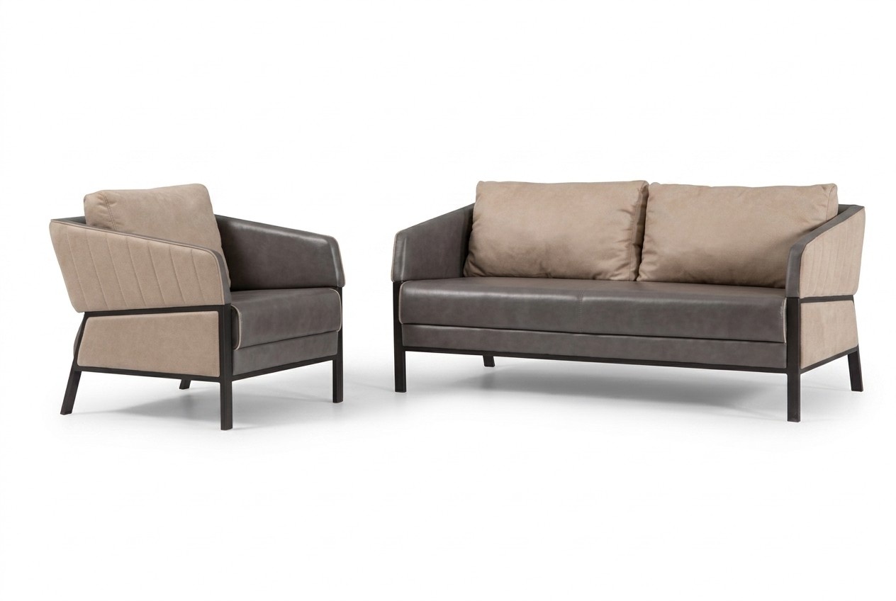 Grau Sofa 2 Sitzer Moderner Couch Office MÃ¶bel Polstersofa Designer