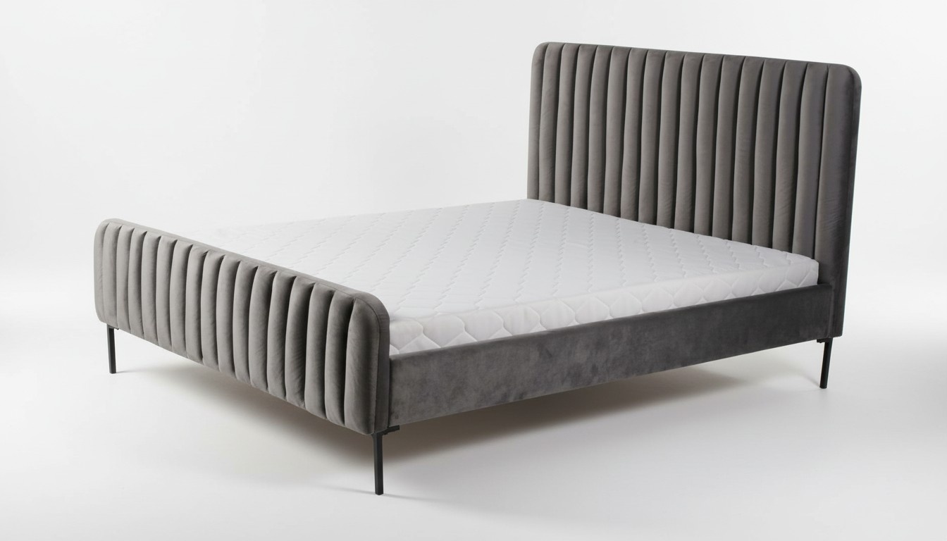 Graue Doppelschlafzimmer HolzmÃ¶bel Design elegant Stoff klassische MÃ¶bel neu