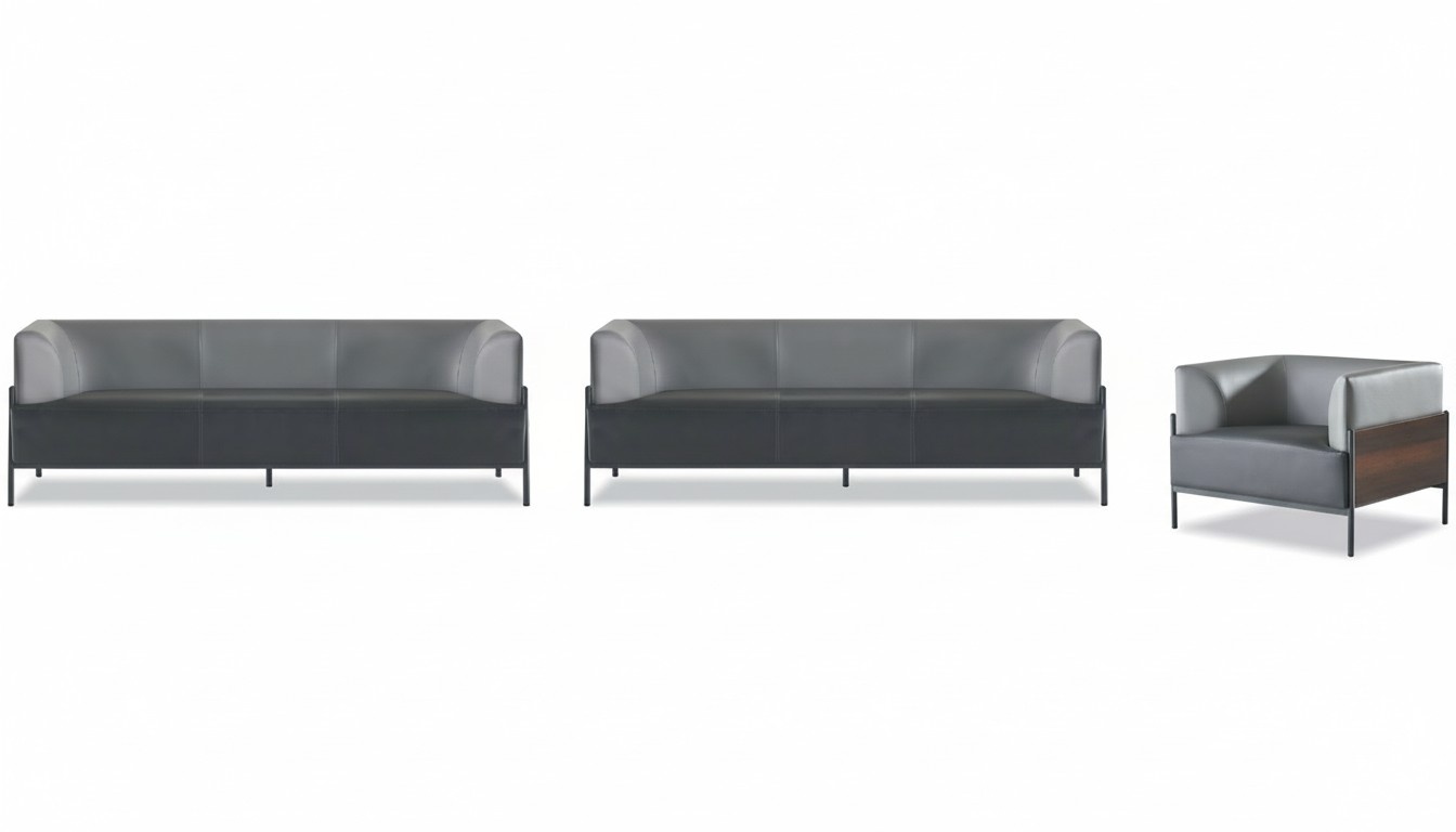 Graue Wartezimmer MÃ¶bel LuxuriÃ¶se 2x 3-Sitzer Edler Sessel 3tlg Garnitur