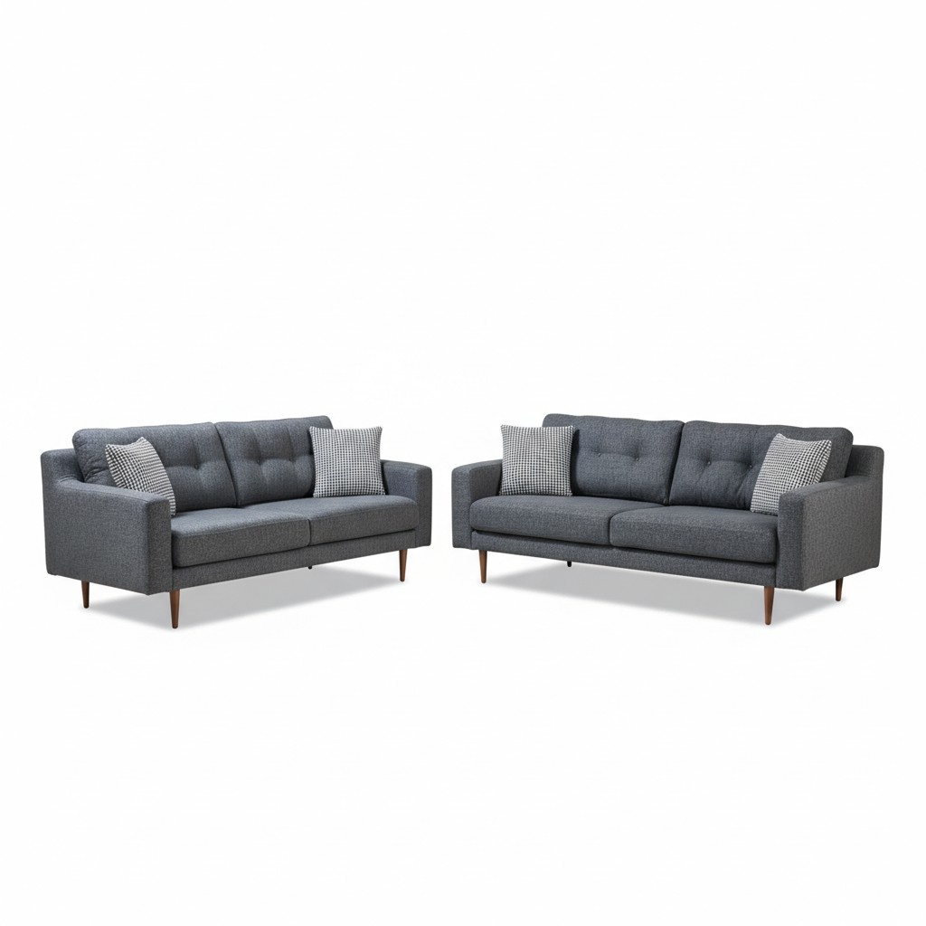 Graue Wohnzimmer Couchgarnitur LuxuriÃ¶se 2x Polstersofas Textil MÃ¶bel