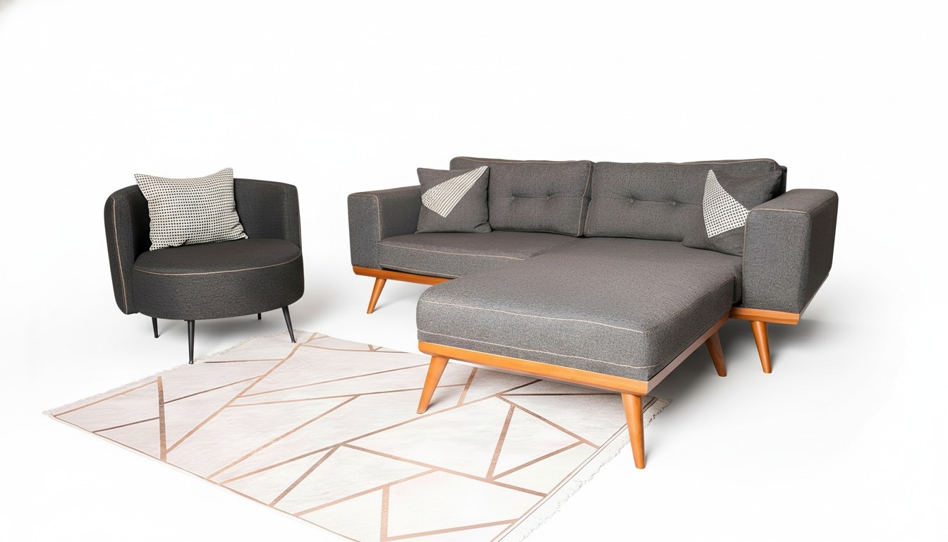 Graue Wohnzimmer Ecksofa Edle Couch Sitzgruppe Luxus MÃ¶bel Modern Sofas