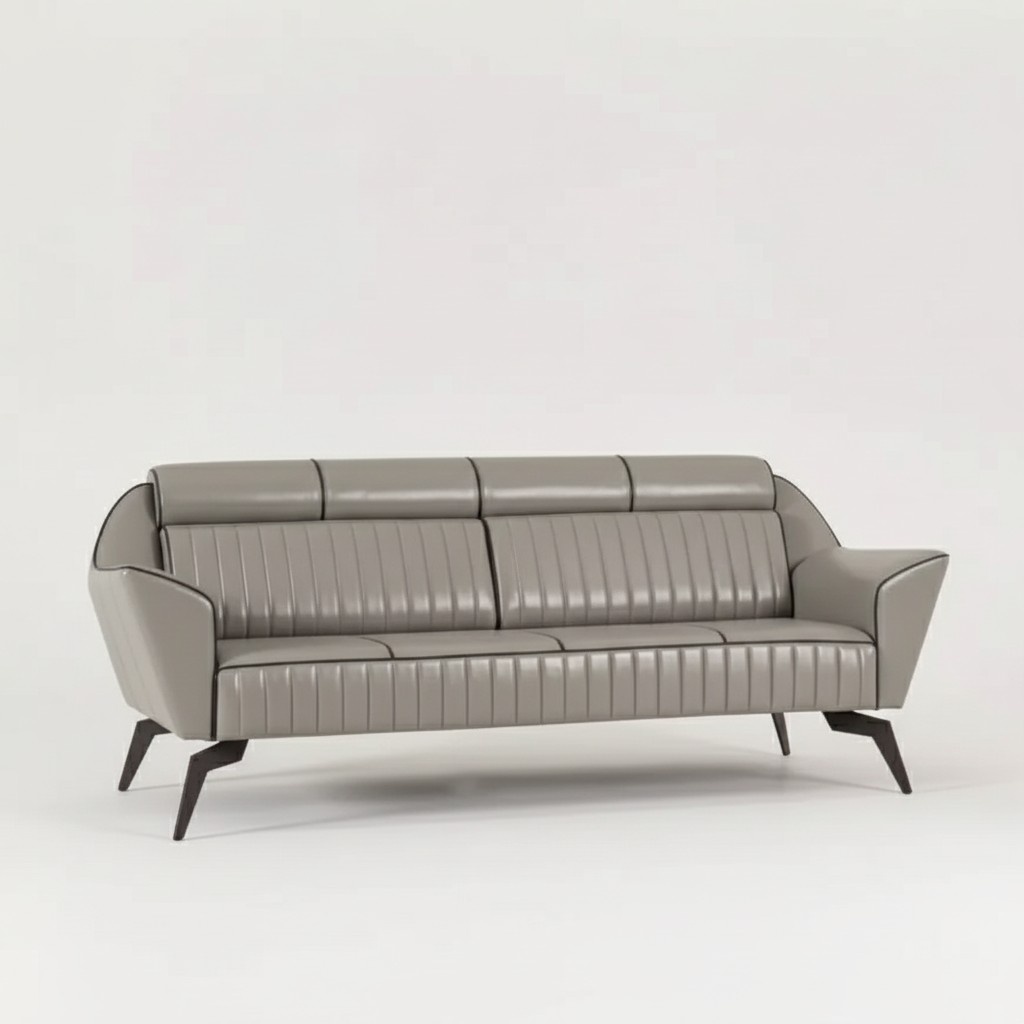 Grauer Leder Dreisitzer ArbeitszimmermÃ¶bel Designer HolzmÃ¶bel Luxus