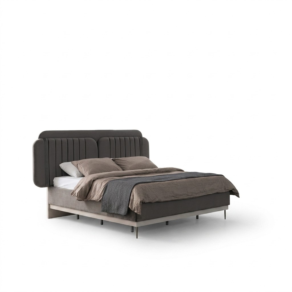 Graues Doppelbett Moderne Schlafzimmer MÃ¶bel Luxus Betten Holzgestell
