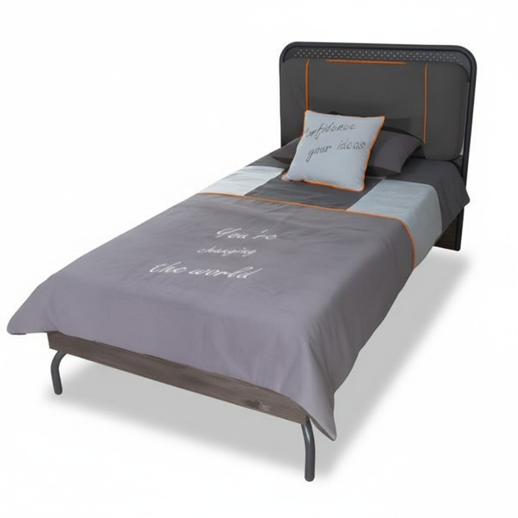 Graues Holzbett modern elegant fÃ¼r Schlafzimmer