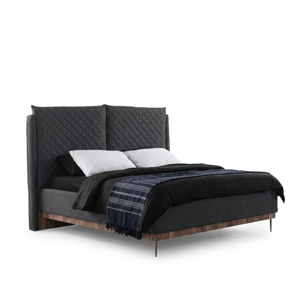 Graues Schlafzimmer Bett Designer MÃ¶bel Luxus Polsterbetten Holzgestell
