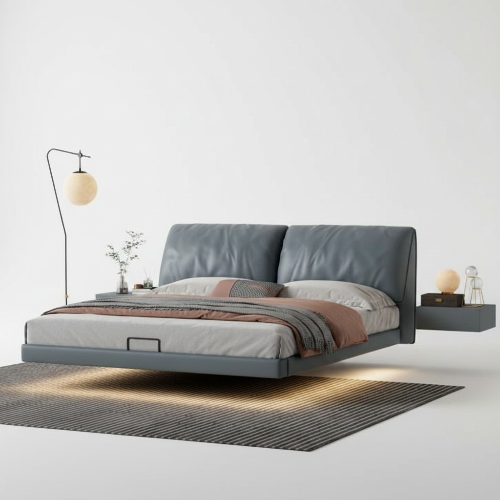 Graues Schlafzimmer Designer Betten Holzgestell Moderne Luxus MÃ¶bel