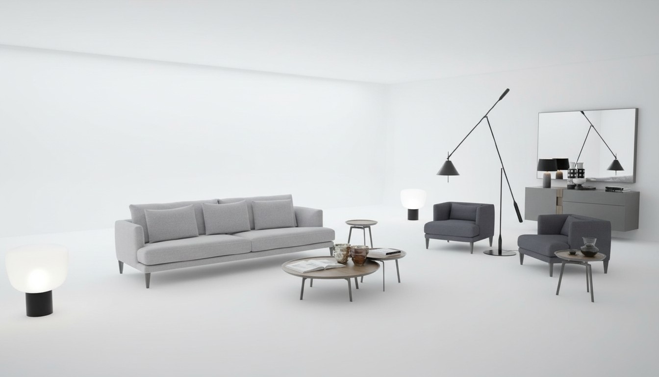 GroÃe Wohnzimmergarnitur Dreisitzer Sessel Couchtische Graue HolzmÃ¶bel