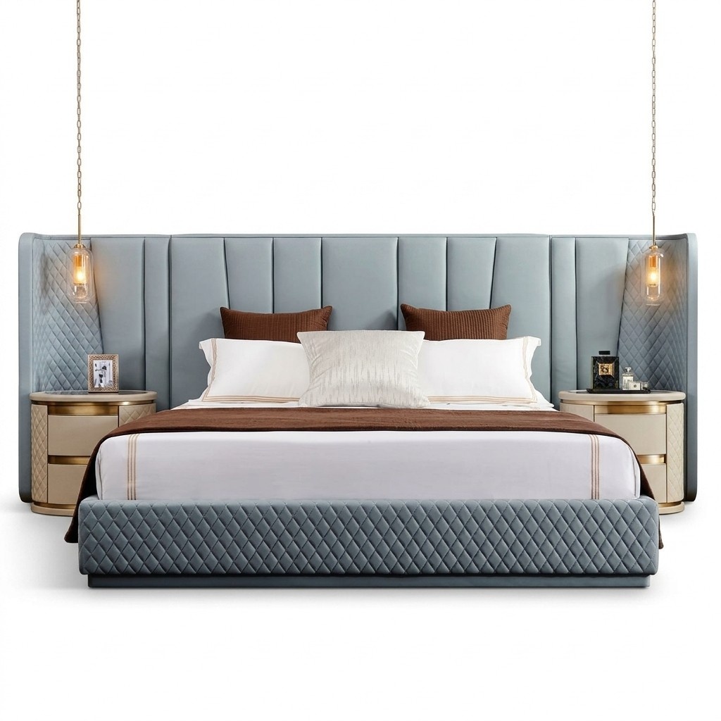 GroÃes Schlafzimmer Doppelbett Designer Betten Holzgestell Polsterbett