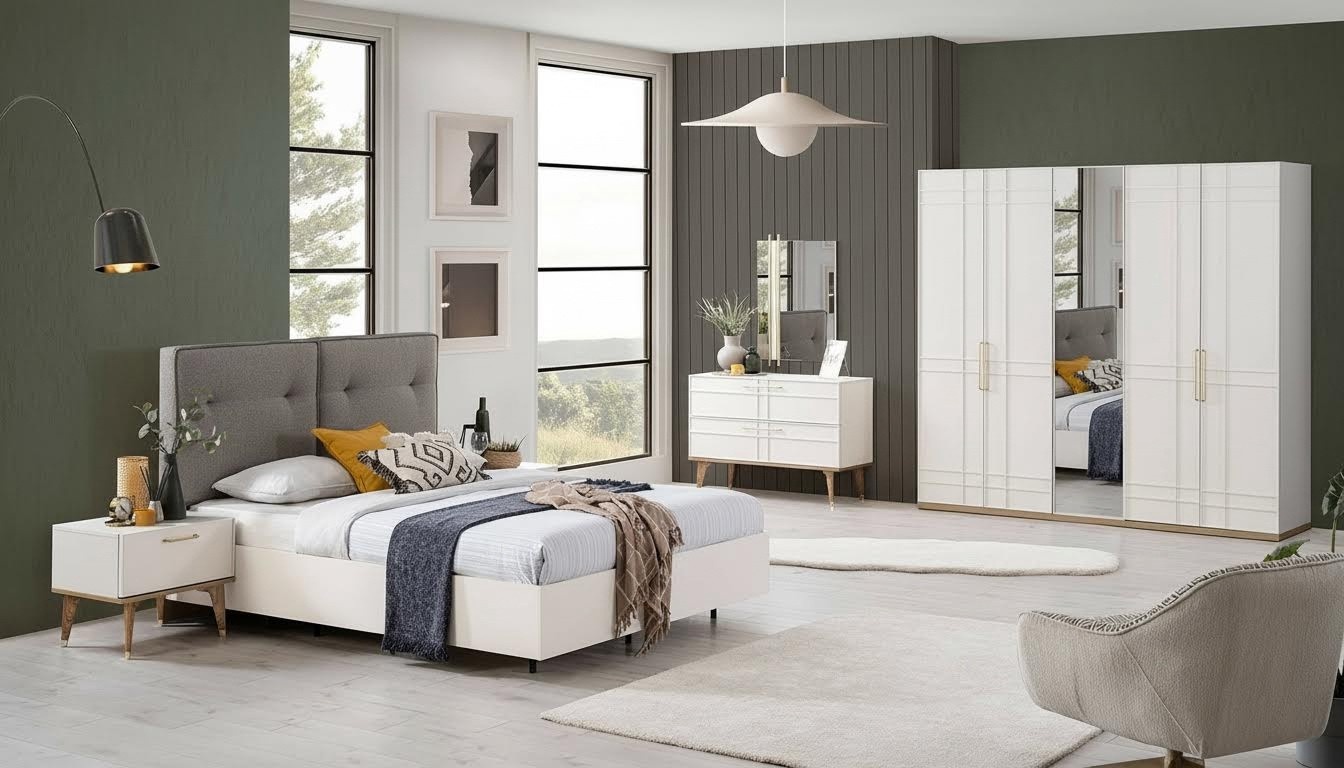 Gruppe Doppelbett Komplette Bett SchlafzimmermÃ¶bel Holz 6tlg Set WeiÃ