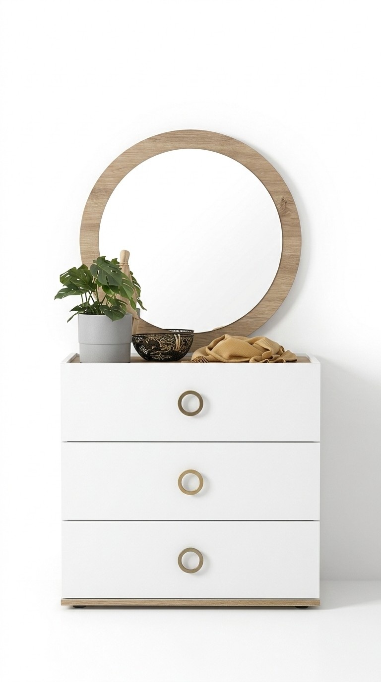 Gruppe Kommode mit Spiegel Kommoden Holz WeiÃ Schlafzimmer Schrank Set