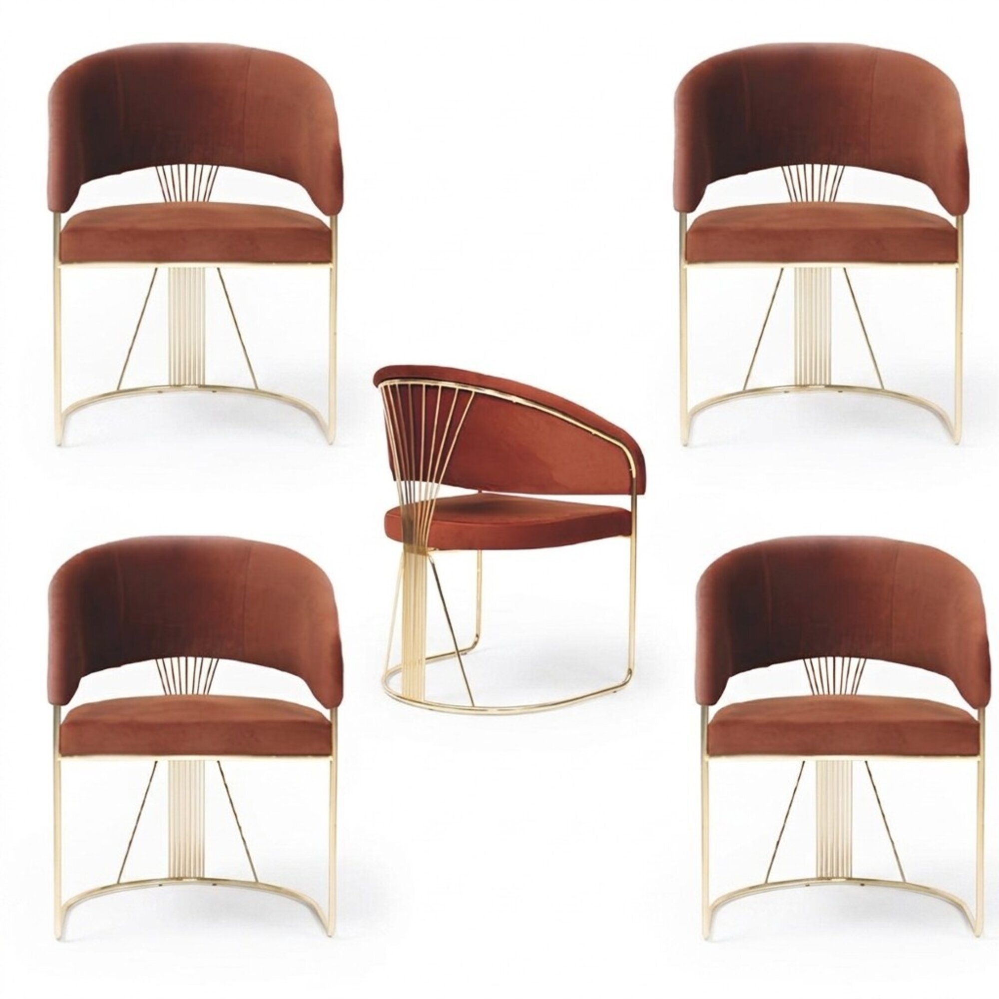 Gruppe Stoff Lehn Esszimmer Restaurant Lehnstuhl Stuhl 4x StÃ¼hle Set