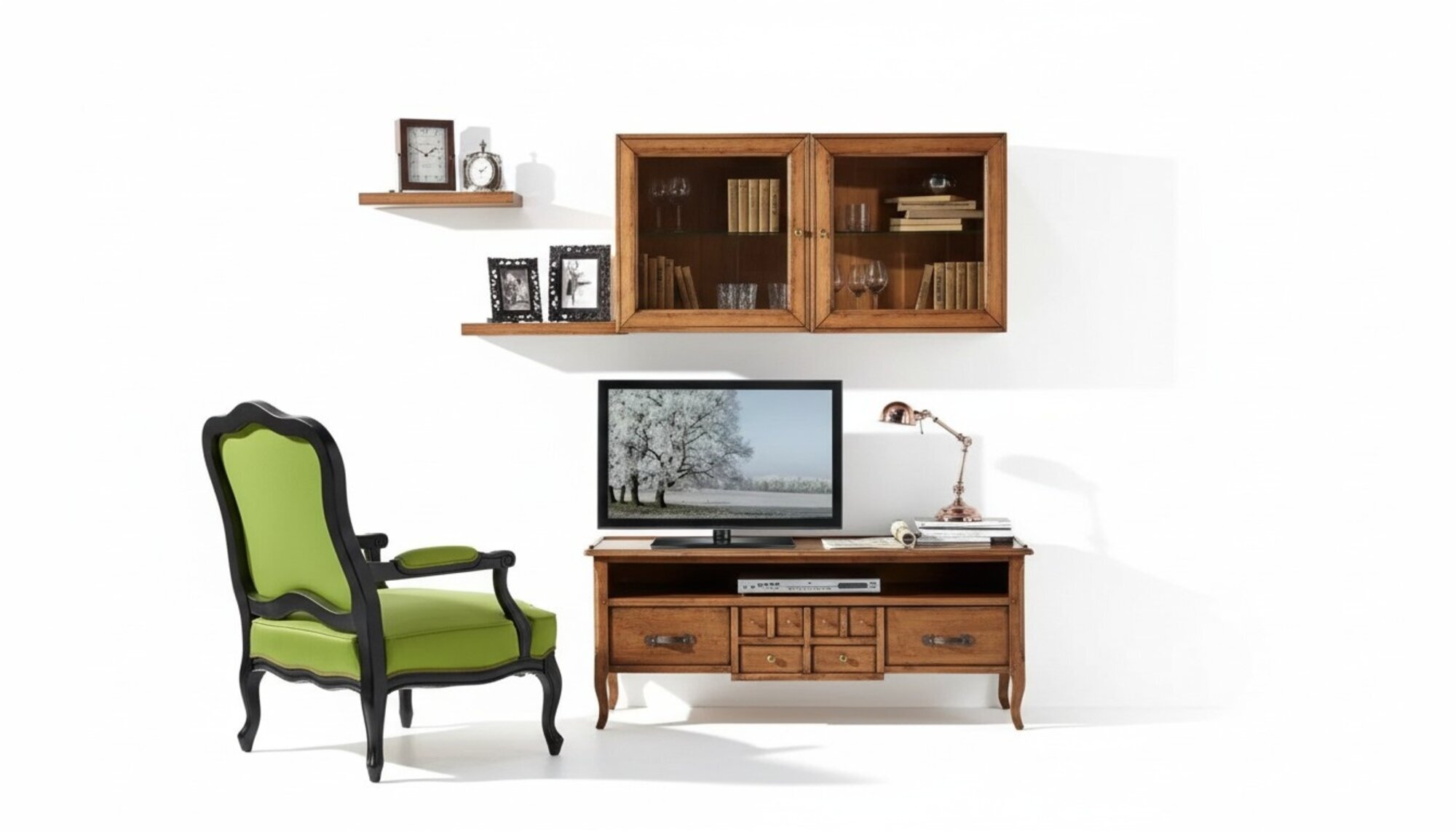 Gruppe Wohnwand RTV Lowboard TV StÃ¤nder Modern Braun Wohnzimmer Set