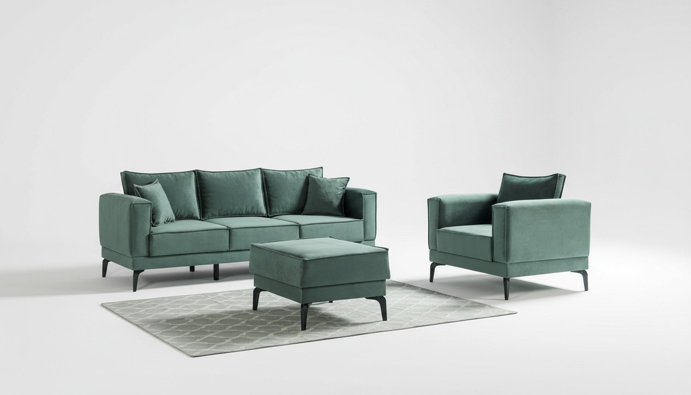 Harmonisches Interieur, stilvolles Set aus Sofa und Sessel