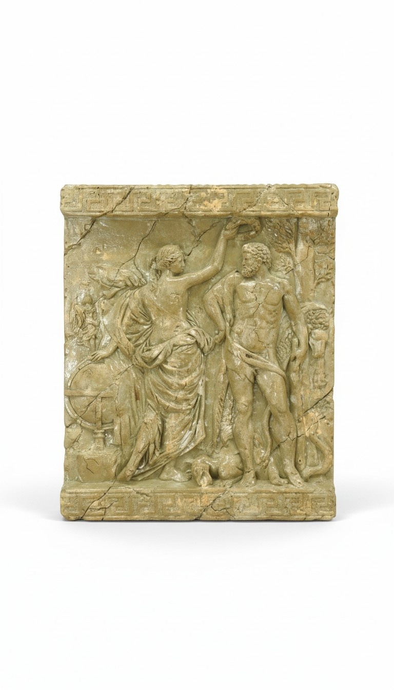 Herkules Wandrelief Antik Stil Relief Wand Gemälde Antike Handarbeit Gott Bild