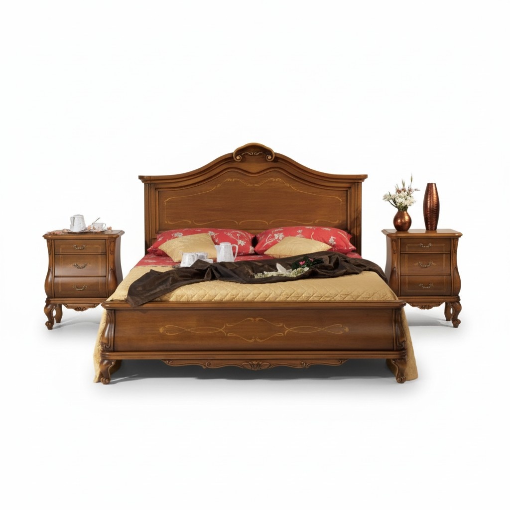 Holzdoppelbett im klassischen Stil LuxuriÃ¶ses Schlafzimmer design Betten