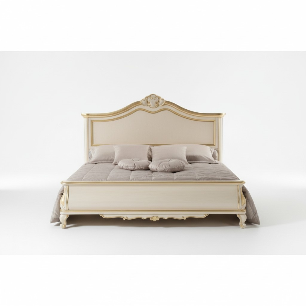 Holzdoppelbett Luxusdesign SchlafzimmermÃ¶bel Klassisch Beige