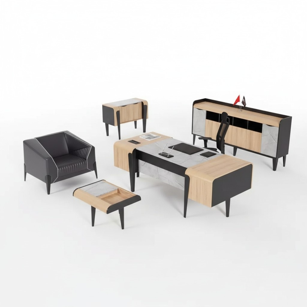 HolzmÃ¶bel ArbeitszimmermÃ¶bel Komplettes Set Schreibtisch SchrÃ¤nke MÃ¶bel