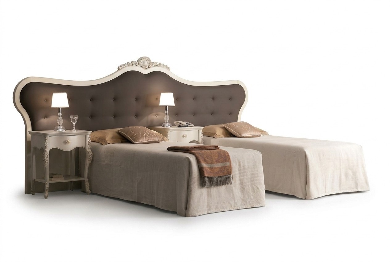Hotel Einrichtung 2x Betten + Nachttisch Luxus Design Moderne MÃ¶bel 3tlg. Set