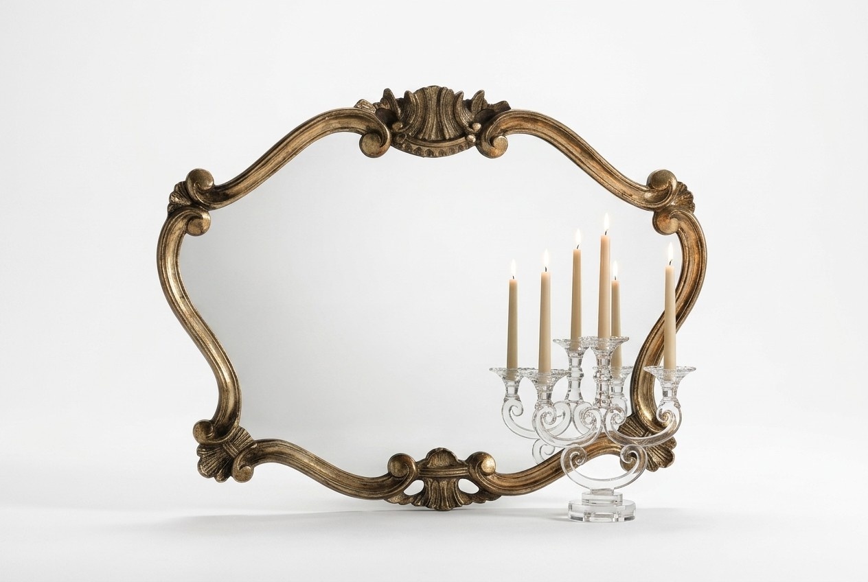 Italienische Klassischer Spiegel Wandspiegel mit BronzeblÃ¤ttern Barock