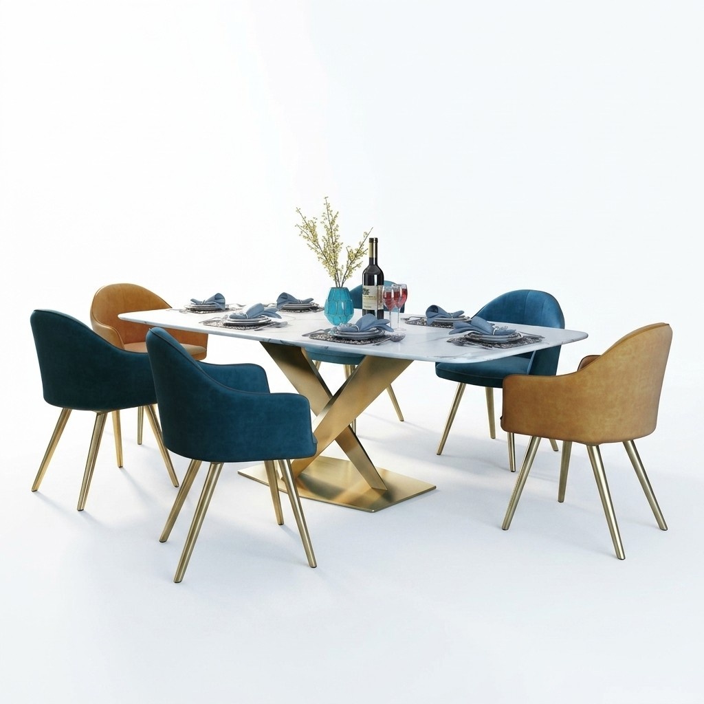 Italienische Stil MÃ¶bel Esszimmer Gruppe Sitz Polster Tisch Garnitur 7tlg.