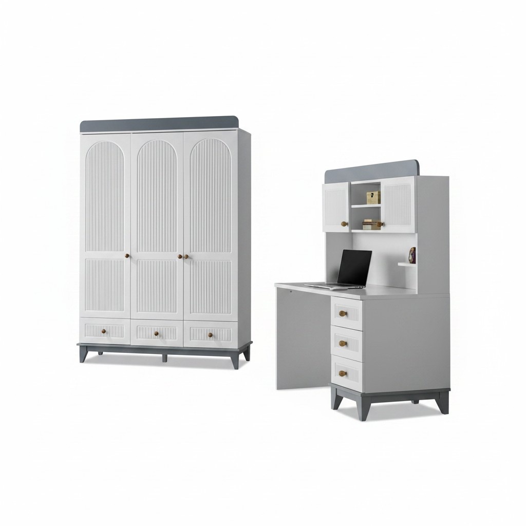 Jugendzimmer Modern Kleiderschrank Schreibtisch Holz MÃ¶bel Design 2tlg Set