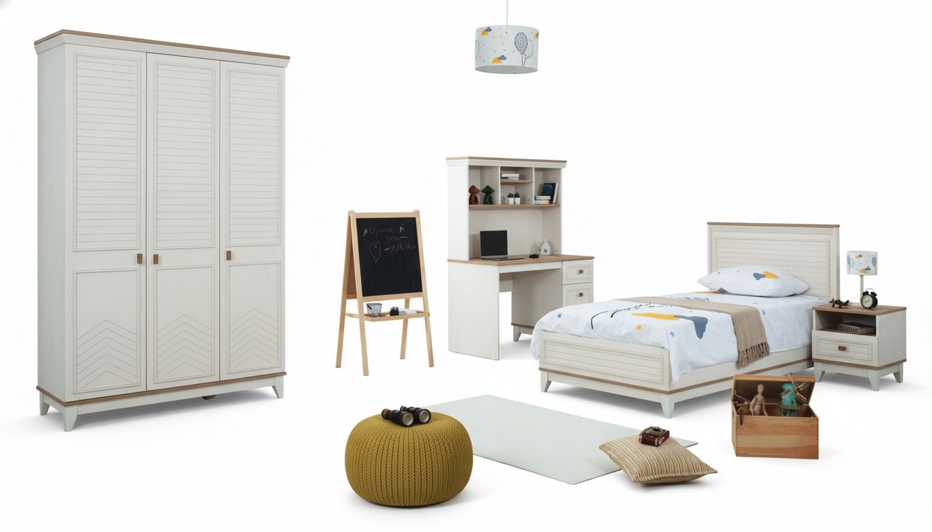Kinderbett Schlafzimmer Sets Jugenbett WeiÃ Holz Garnitur 4tlg Bett