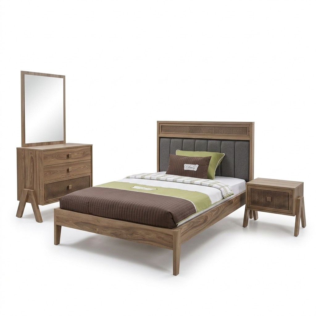 KindermÃ¶bel Komplete Kinderbett Kinderzimmer Bett Holz Braun Set 4tlg