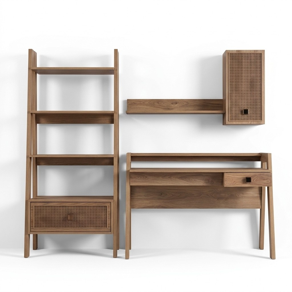 Kinderschreibtisch Schreibtisch BÃ¼cherregal Holz Braun Set 3tlg Regal