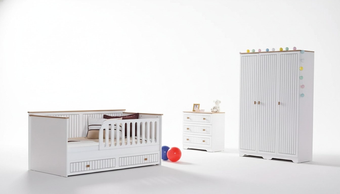 Kinderzimmer Jugendzimmer weiÃ Bett Kommode Kleiderschrank 3-teilige