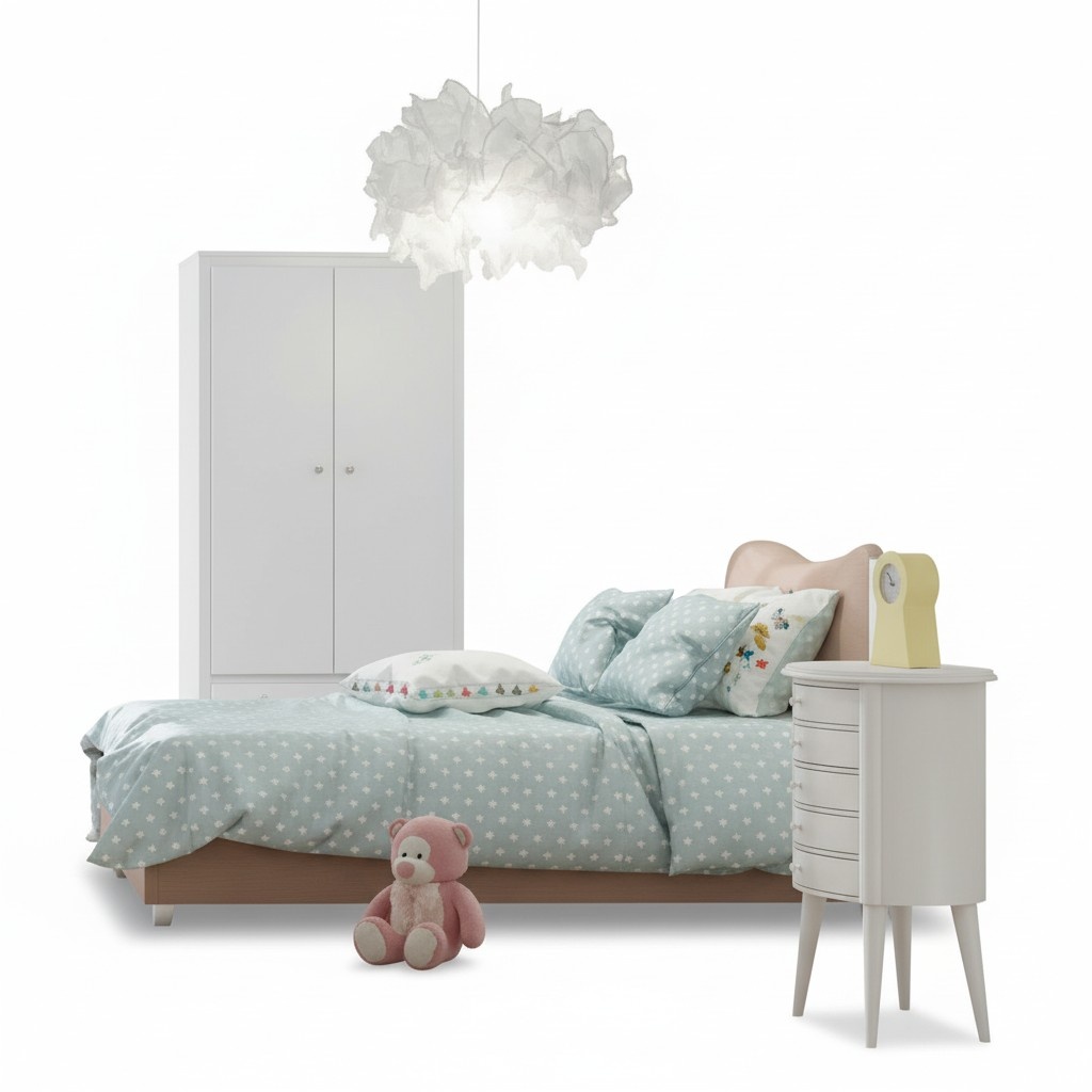 Kinderzimmer Kinderbett Bett Nachttisch Kleiderschrank WeiÃ Set 3tlg