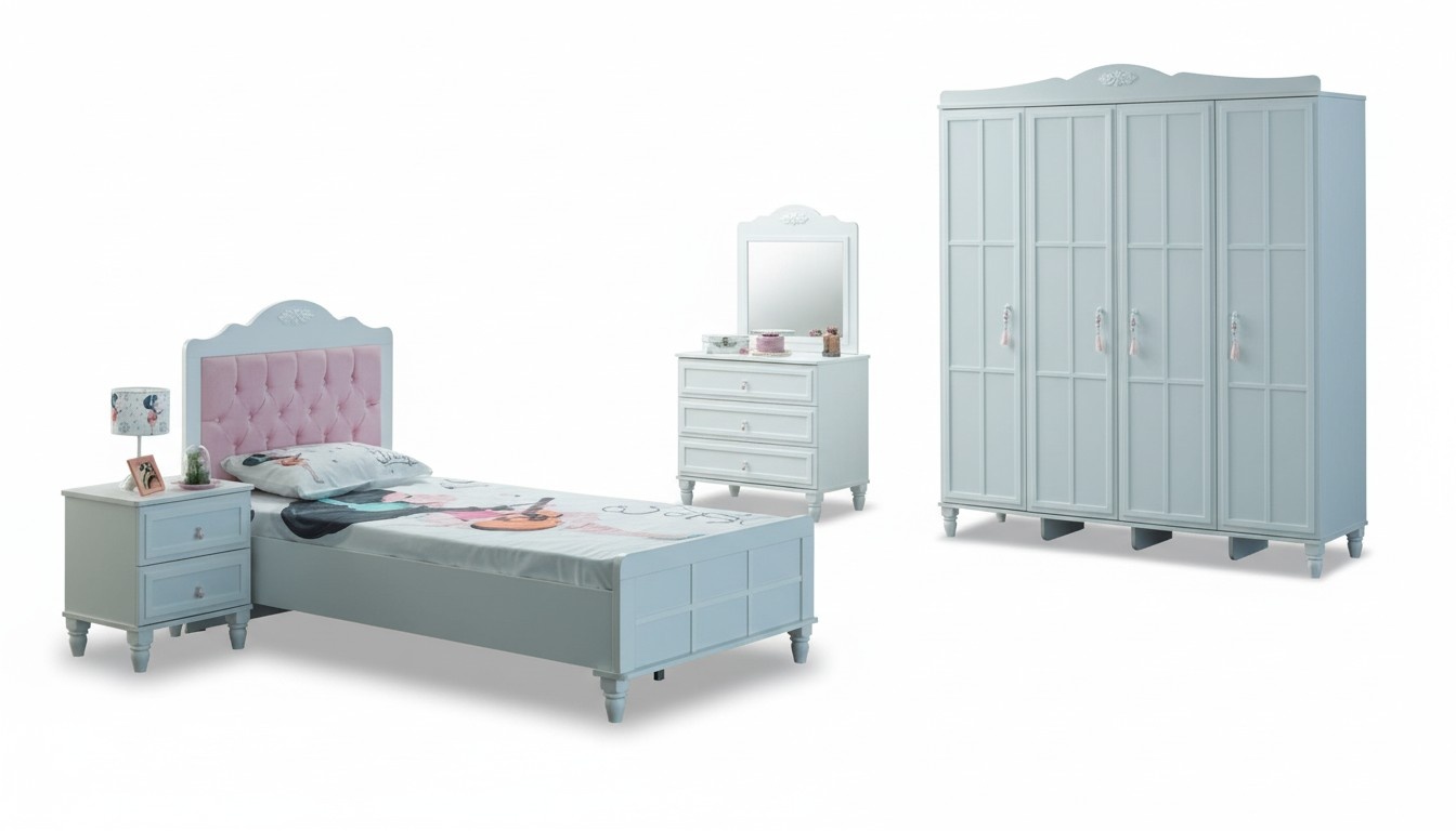 Kinderzimmer Komplette KindermÃ¶bel Kinderbett Bett Holz Set 5tlg WeiÃ